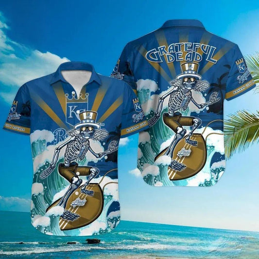 Kansas City Royals Grateful Dead Hawaiian Shirt, MLB Hawaiian Shirt Moonbestprint