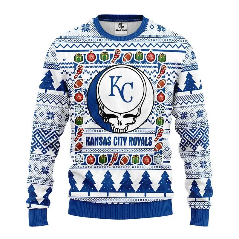 Kansas City Royals Grateful Dead Ugly Christmas Sweater, MLB Christmas Sweater Moonbestprint