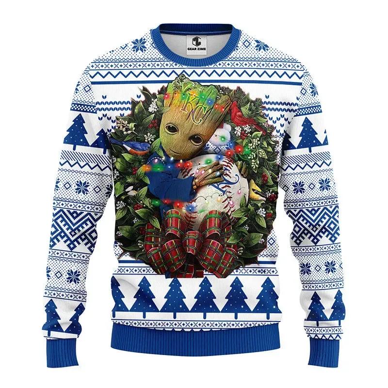 Kansas City Royals Groot Hug Ugly Christmas Sweater, MLB Christmas Sweater Moonbestprint