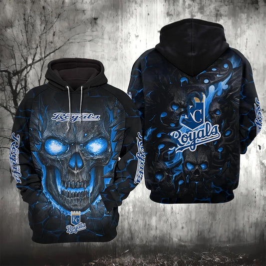 Kansas City Royals Lava Skull 3D Hoodie, MLB Hoodie Moonbestprint