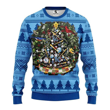 Kansas City Royals Tree Christmas Ugly Sweater, MLB Christmas Sweater Moonbestprint