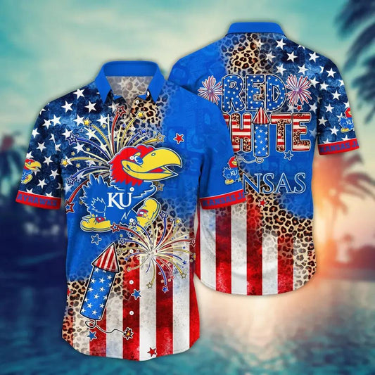Kansas Jayhawks NCAA Aloha Hawaiian Shirt, NCAA Hawaiian Shirt Moonbestprint