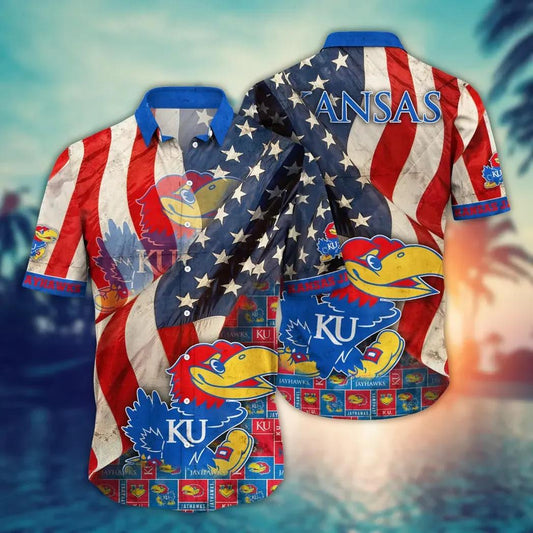 Kansas Jayhawks NCAA Flower Aloha Hawaiian Shirt 11, NCAA Hawaiian Shirt Moonbestprint