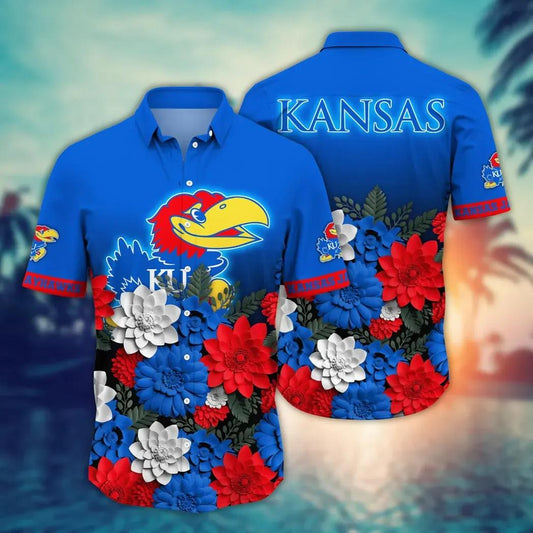 Kansas Jayhawks NCAA Flower Aloha Hawaiian Shirt 13, NCAA Hawaiian Shirt Moonbestprint