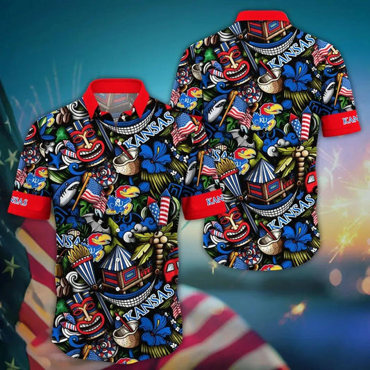 Kansas Jayhawks NCAA Flower Aloha Hawaiian Shirt 14, NCAA Hawaiian Shirt Moonbestprint