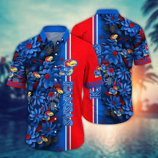 Kansas Jayhawks NCAA Flower Aloha Hawaiian Shirt 3, NCAA Hawaiian Shirt Moonbestprint