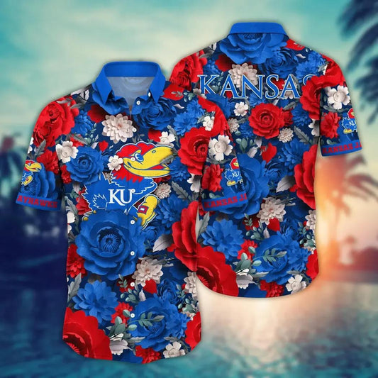 Kansas Jayhawks NCAA Flower Aloha Hawaiian Shirt 4, NCAA Hawaiian Shirt Moonbestprint