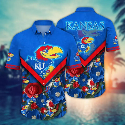 Kansas Jayhawks NCAA Flower Aloha Hawaiian Shirt 5, NCAA Hawaiian Shirt Moonbestprint
