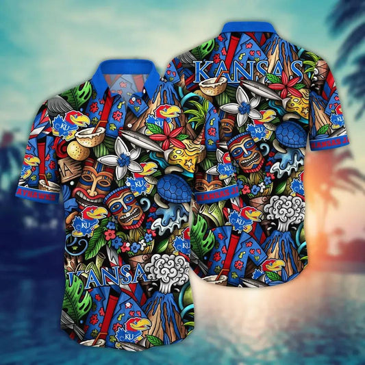Kansas Jayhawks NCAA Flower Aloha Hawaiian Shirt 6, NCAA Hawaiian Shirt Moonbestprint