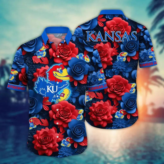 Kansas Jayhawks NCAA Flower Aloha Hawaiian Shirt 7, NCAA Hawaiian Shirt Moonbestprint