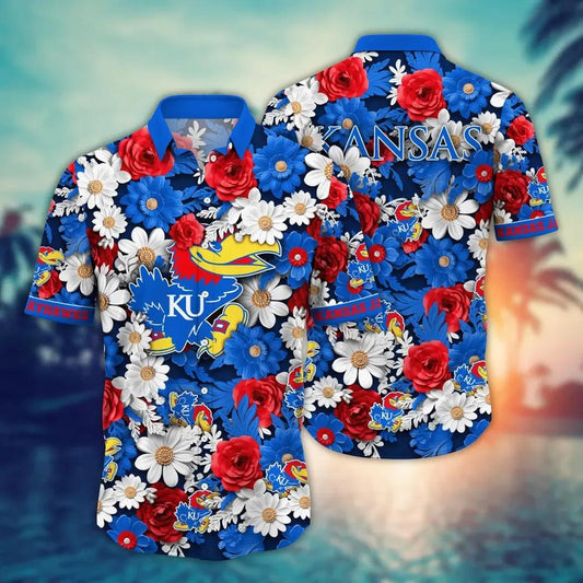 Kansas Jayhawks NCAA Flower Aloha Hawaiian Shirt 8, NCAA Hawaiian Shirt Moonbestprint