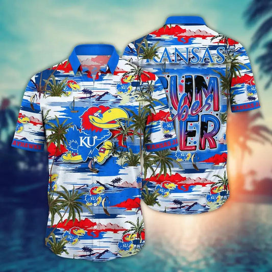 Kansas Jayhawks NCAA Flower Aloha Hawaiian Shirt 9, NCAA Hawaiian Shirt Moonbestprint