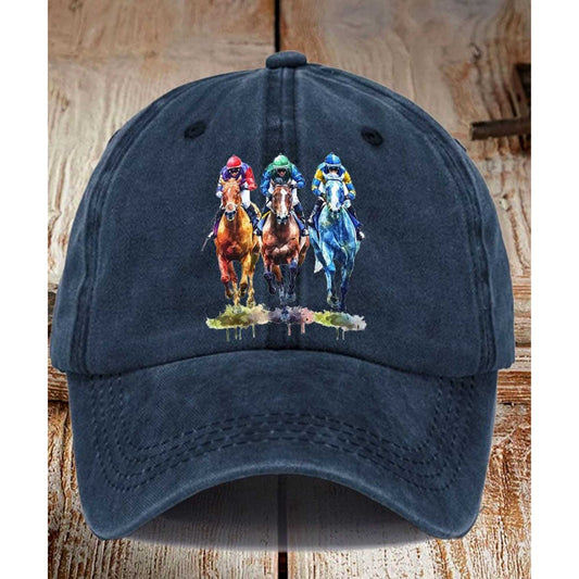 Kentucky Derby Horse Racing Print Hat -Moonbestprint