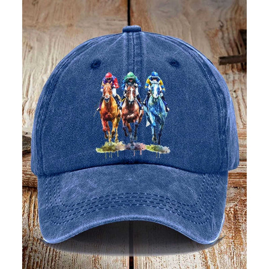 Kentucky Derby Horse Racing Print Hat -Moonbestprint