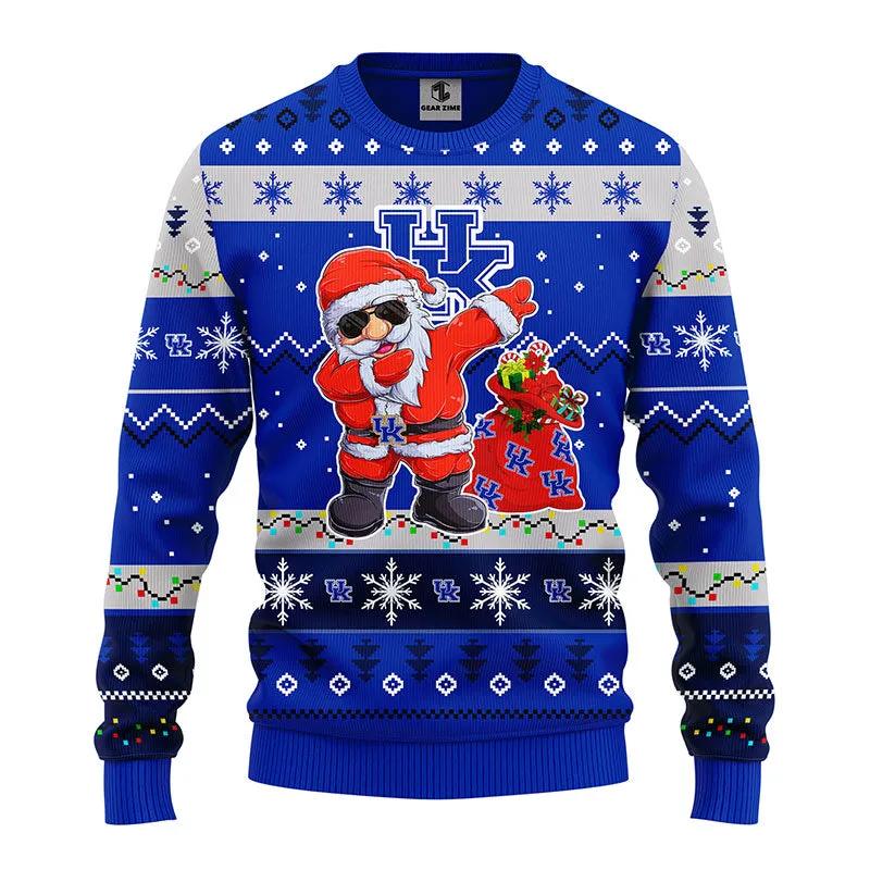 Kentucky Wildcats Dabbing Santa Claus Ugly Christmas Sweater, NCAA Christmas Sweater Moonbestprint