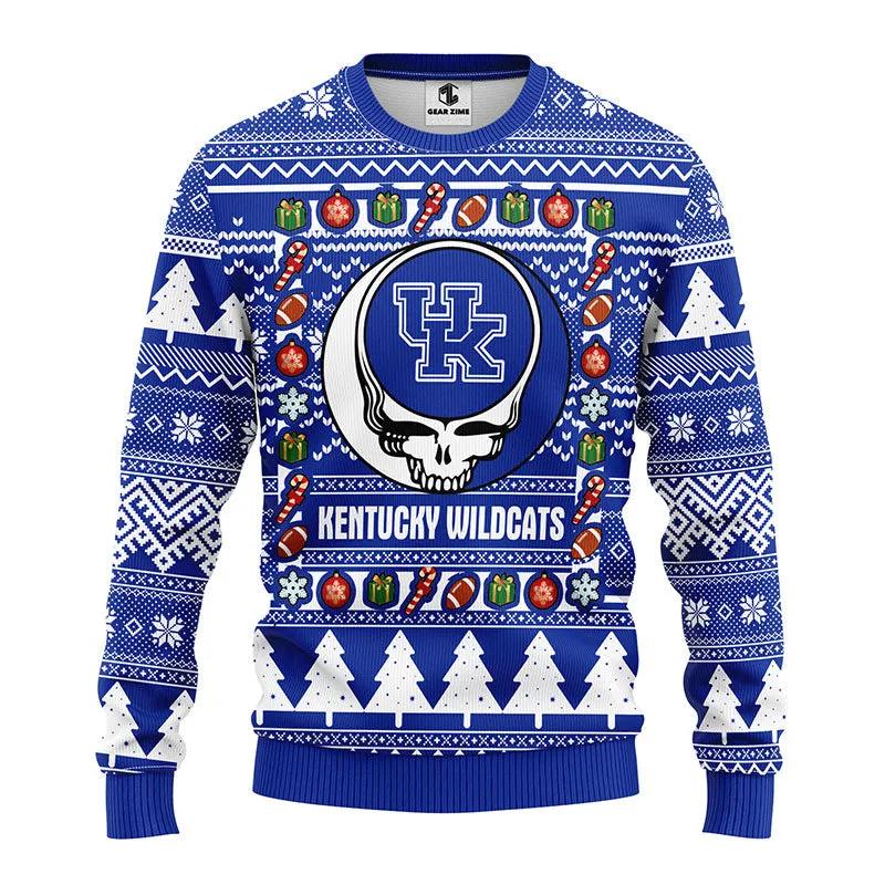 Kentucky Wildcats Grateful Dead Ugly Christmas Sweater, NCAA Christmas Sweater Moonbestprint