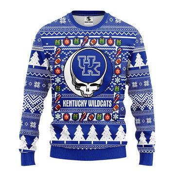 Kentucky Wildcats Grateful Dead Ugly Christmas Sweater, NCAA Christmas Sweater Moonbestprint