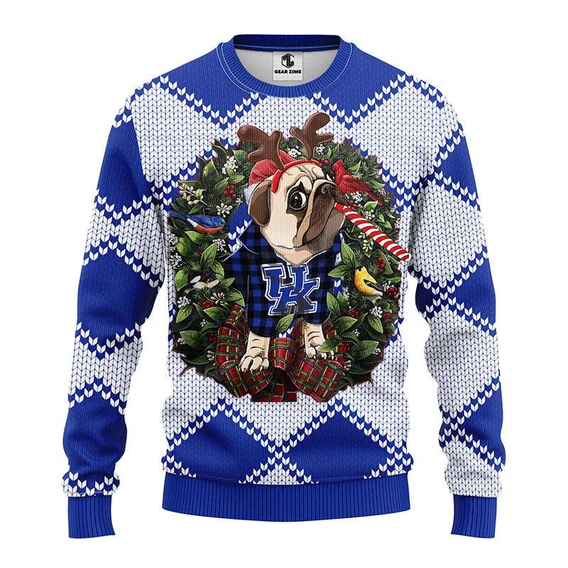 Kentucky Wildcats Pub Dog Ugly Christmas Sweater, NCAA Christmas Sweater Moonbestprint