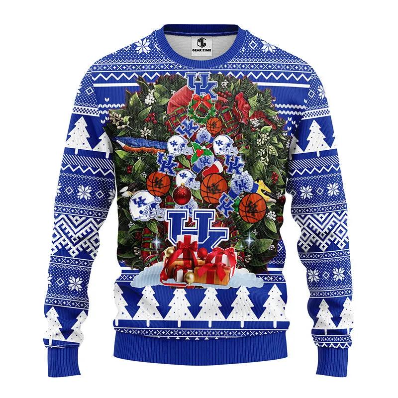 Kentucky Wildcats Tree Ugly Ugly Christmas Sweater, NCAA Christmas Sweater Moonbestprint