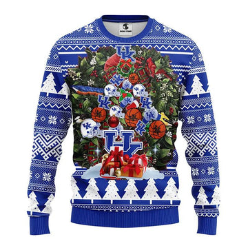 Kentucky Wildcats Tree Ugly Ugly Christmas Sweater, NCAA Christmas Sweater Moonbestprint