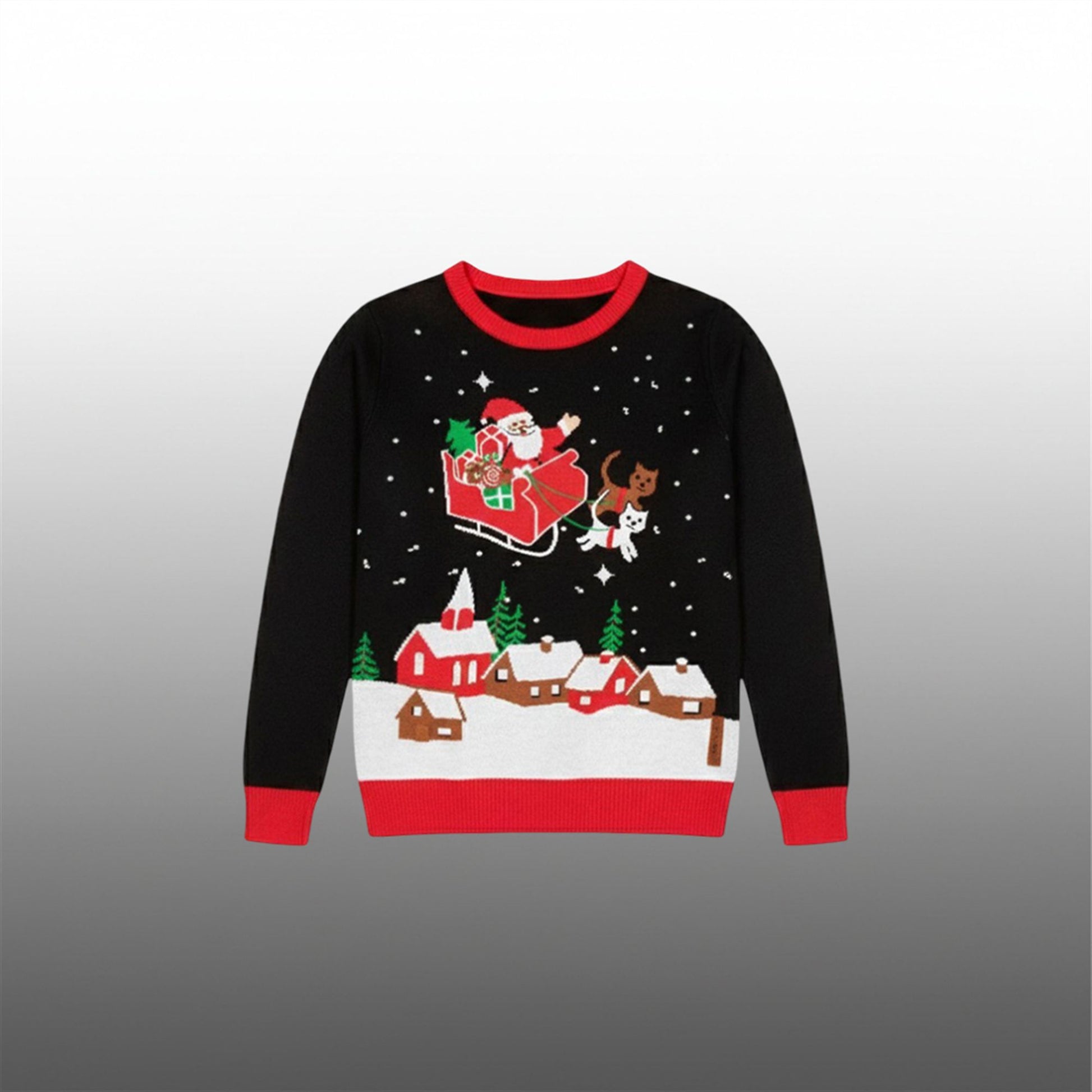 Kevin Jonas Meowy Christmas Sleigh Light Up Ugly Christmas Sweater - Moonbestprint