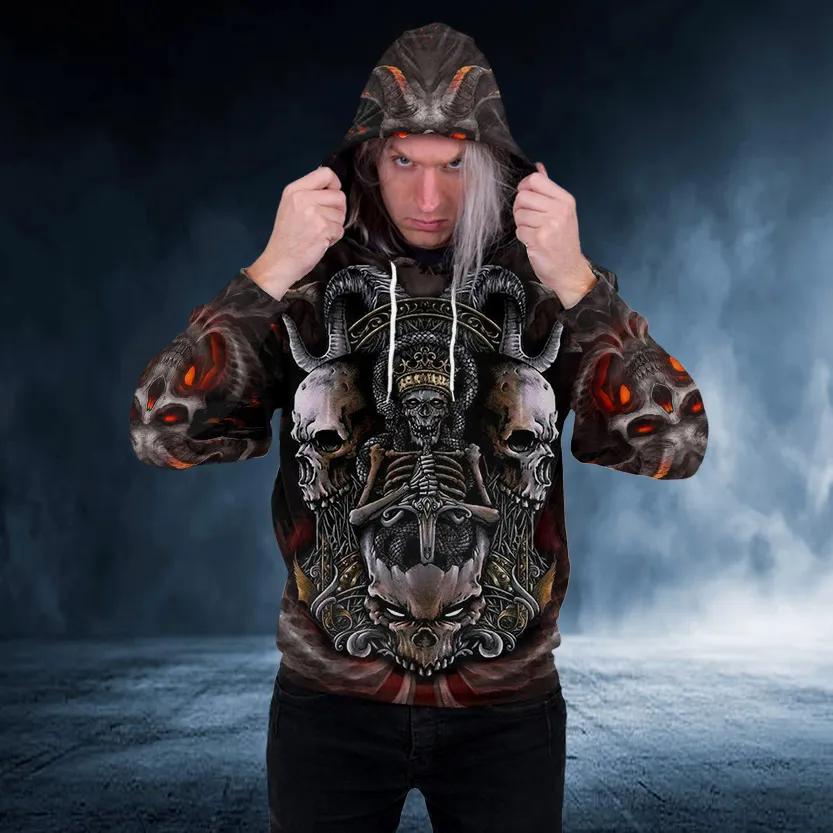 King ACDC Skull 3D Hoodie Moonbestprint