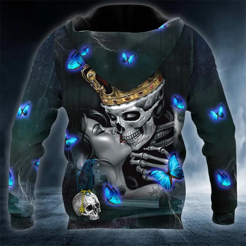 King And Queen Kissing Skull 3D Hoodie Moonbestprint
