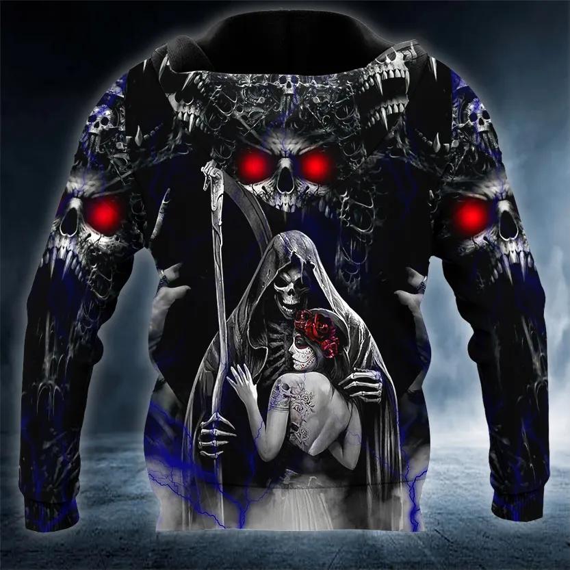 King Couple Grimreaper Skull 3D Hoodie Moonbestprint