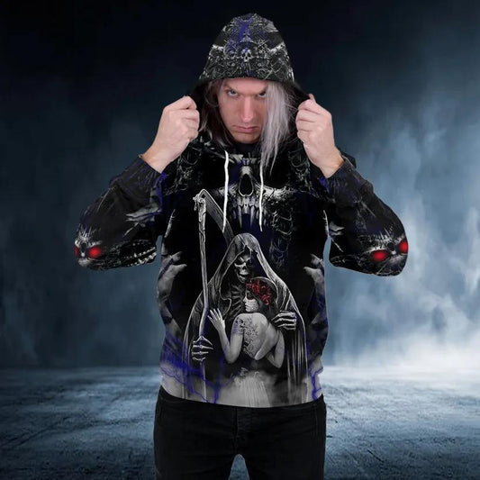 King Couple Grimreaper Skull 3D Hoodie Moonbestprint