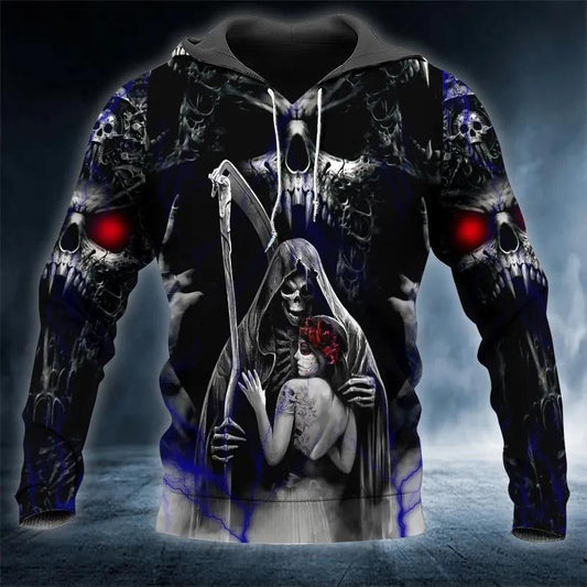 King Couple Grimreaper Skull 3D Hoodie Moonbestprint