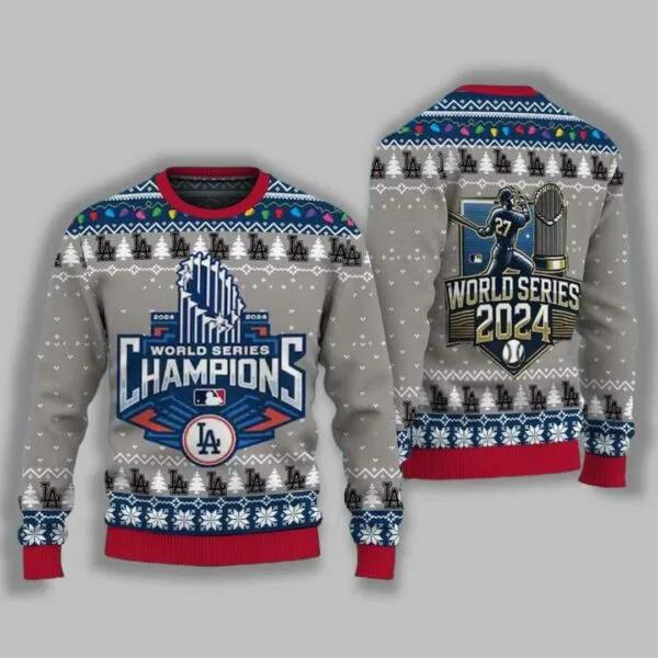 LA Dodgers World Series 2024 Ugly Christmas Sweater, MLB Chritsmas Sweater Moonbestprint