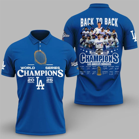 LA Dodgers World Series Back To Back 2024 2025 Champions Polo Shirt - Moonbestprint