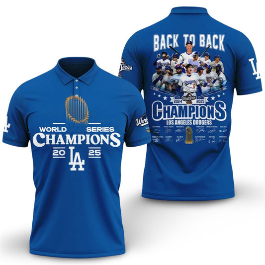 LA Dodgers World Series Back To Back 2024 2025 Champions Polo Shirt - Moonbestprint