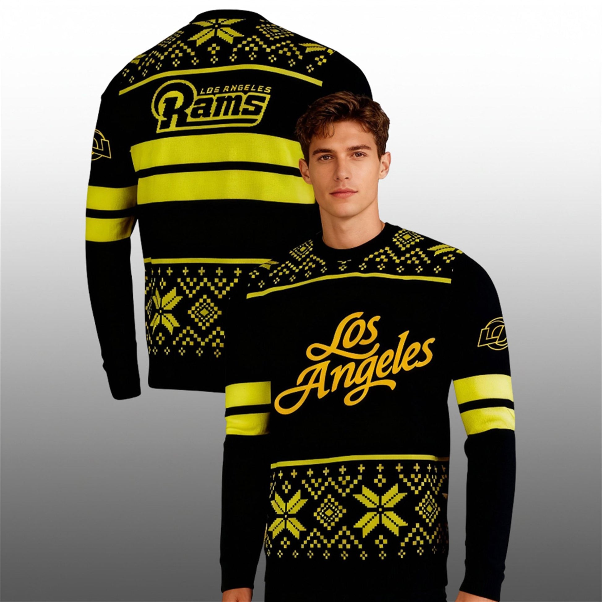 LA Rams 2026 Rivalries Midnight Mode Ugly Christmas Sweater - Moonbestprint