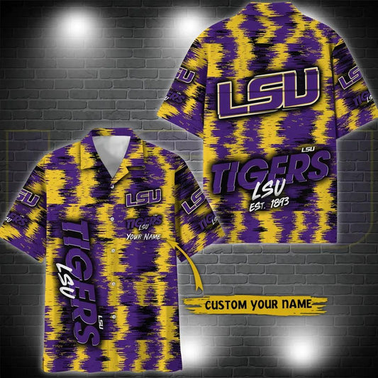 LSU TIGERS Aloha Hawaiian Shirt Custom Your Name, NCAA Hawaiian Shirt Moonbestprint