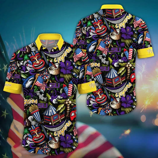 LSU TIGERS NCAA Flower Aloha Hawaiian Shirt 12, NCAA Hawaiian Shirt Moonbestprint