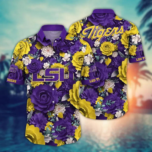 LSU TIGERS NCAA Flower Aloha Hawaiian Shirt 4, NCAA Hawaiian Shirt Moonbestprint