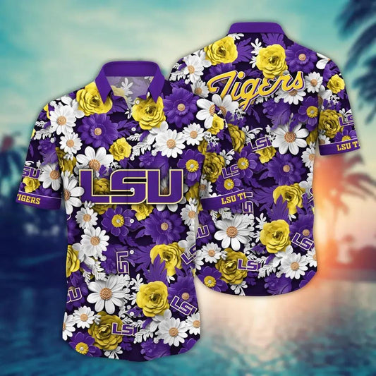 LSU TIGERS NCAA Flower Aloha Hawaiian Shirt 6, NCAA Hawaiian Shirt Moonbestprint