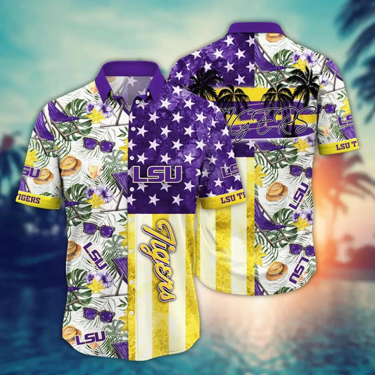 LSU TIGERS NCAA Flower Aloha Hawaiian Shirt 9, NCAA Hawaiian Shirt Moonbestprint