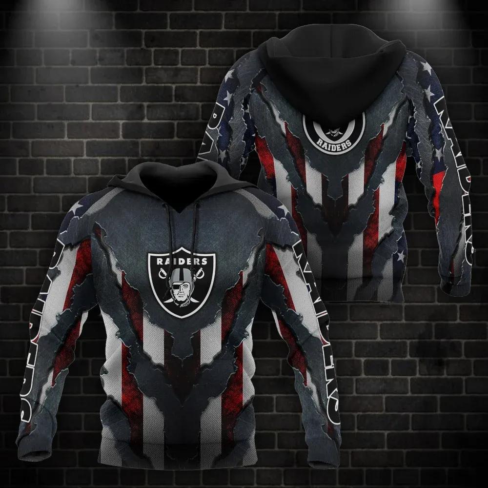 Las Vegas Raiders American Flag 3D Hoodie 2, NFL Hoodie Moonbestprint