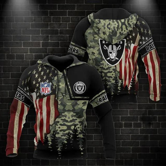 Las Vegas Raiders American Flag Camo 3D Hoodie, NFL Hoodie Moonbestprint