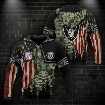 Las Vegas Raiders American Flag Camo 3D Hoodie, NFL Hoodie Moonbestprint