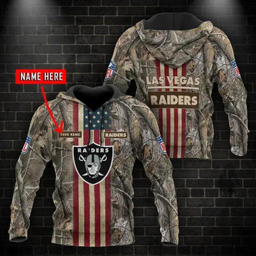 Las Vegas Raiders American Flag Camo Personalized 3D Hoodie, NFL Hoodie Moonbestprint
