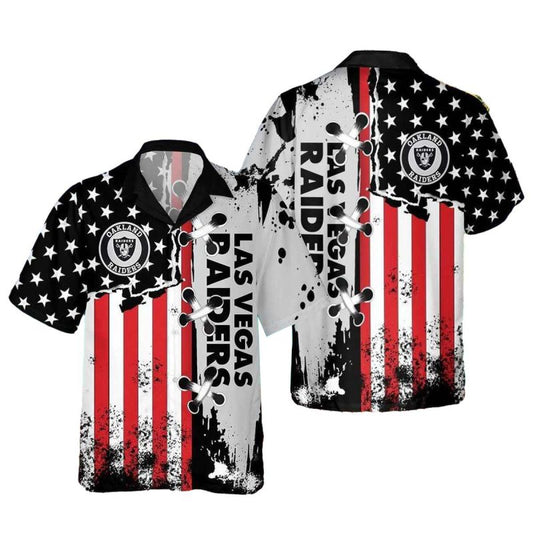Las Vegas Raiders American Flag Independence Day Hawaiian Shirt - Moonbestprint