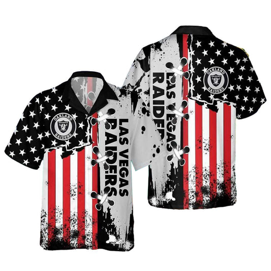 Las Vegas Raiders American Flag Independence Day Hawaiian Shirt - Moonbestprint