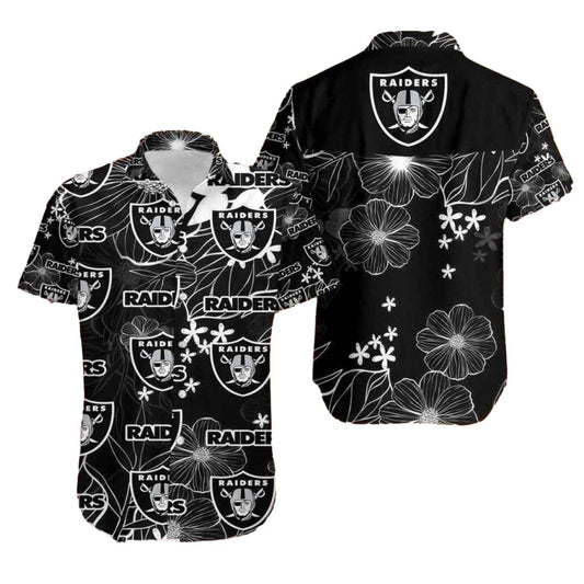 Las Vegas Raiders Black Floral Summer Hawaiian Shirt - Moonbestprint