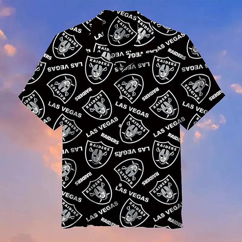 Las Vegas Raiders Black Full Logo 3d Hawaiian Shirt, NFL Hawaiian Shirt Moonbestprint