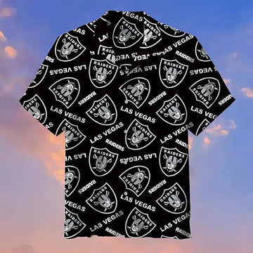 Las Vegas Raiders Black Full Logo 3d Hawaiian Shirt, NFL Hawaiian Shirt Moonbestprint