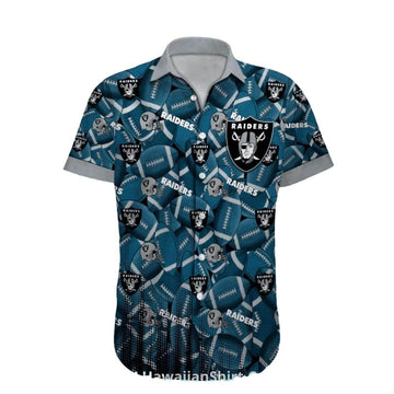 Las Vegas Raiders Blue Football Pattern Design Hawaiian Shirt - Moonbestprint
