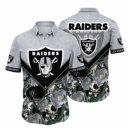 Las Vegas Raiders Botanical Night Hawaiian Shirt - Moonbestprint